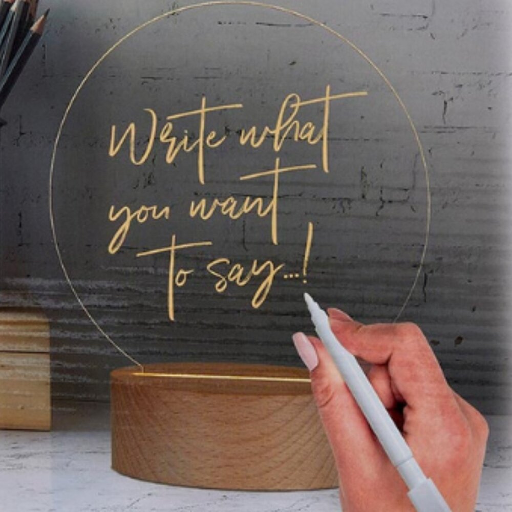 Round Write On LED Desk Lamp; Write Your Message on This Lamp; Comes with USB